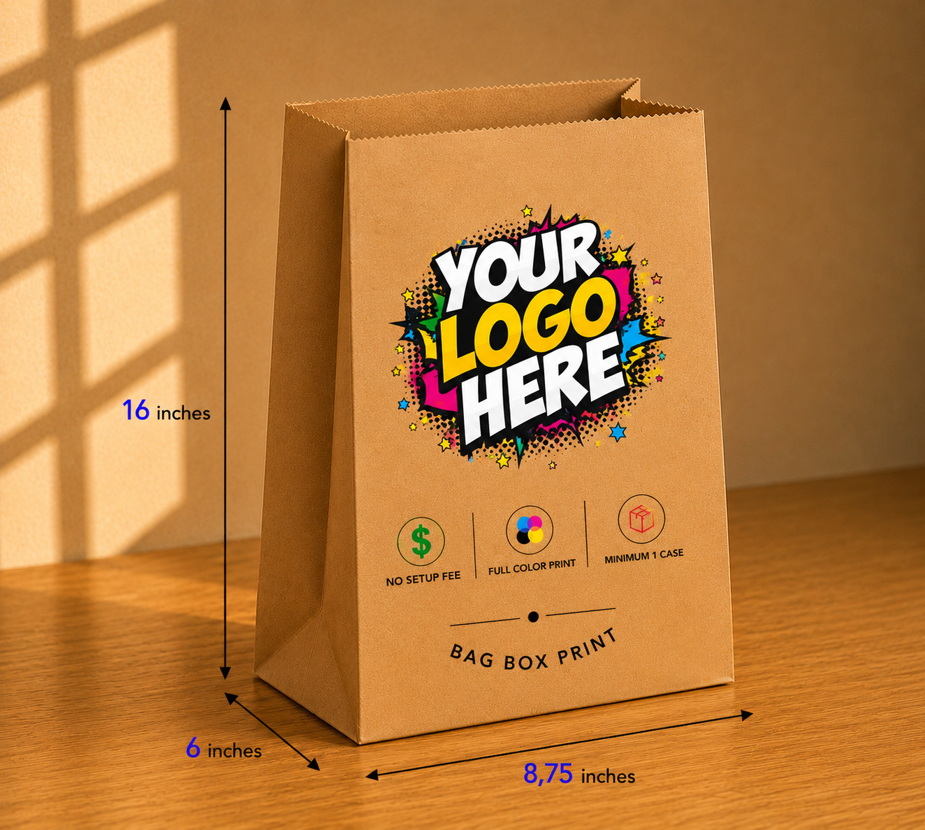 Custom Printed Paper Bags with no Handles